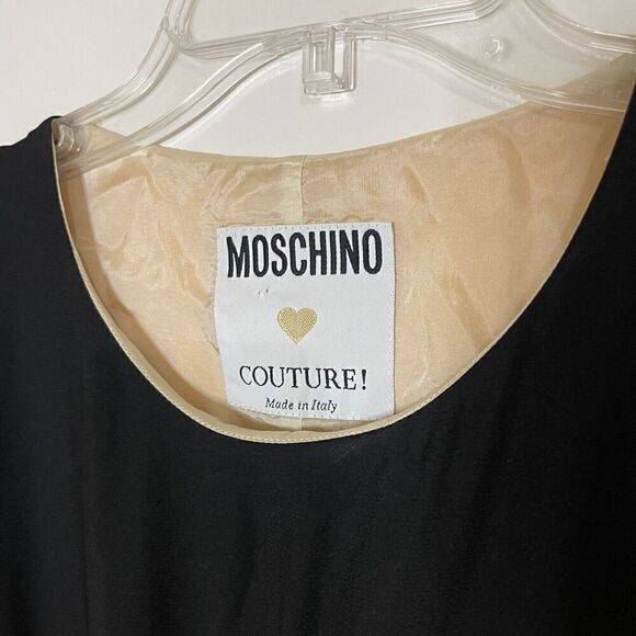 Vintage 1992 Moschino Couture Heart shape color block yellow black shift dress - Picture 7 of 9